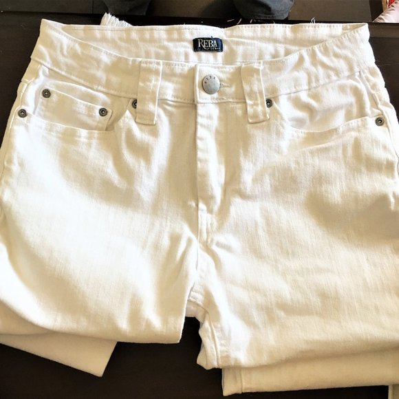 REBA DENIM White Raw Hem Cropped Skinny Jeans SZ 4 - Picture 3 of 11